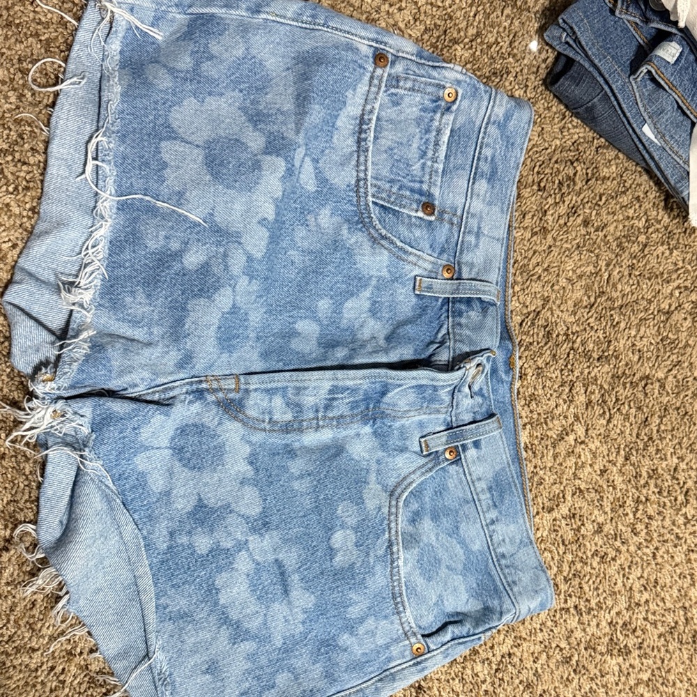 Levi's Blue Floral Jean Shorts